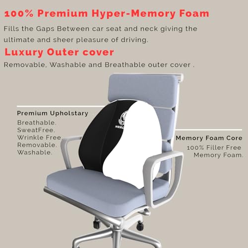 Image of MRRON Back Support for Office Chair | 3 Years Warranty | Medical Grade Memory Foam Car Seat Back Support, Orthopedic Lumbar Back Rest for Back Pain Relief - Back Pillow for Sitting Long Hours
