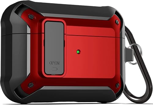 Image of Meyaar for AirPods Pro 3 Case, Clear Magnetic Automatic Lock Cases with Phone Stand with Keychain Case for Airpod Pro 3 for Men & Women (Lock Red)