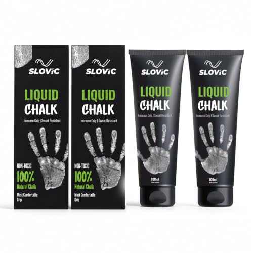 Image of Slovic Liquid Chalk for Gym [2 x 100 ML] | Chalk for Gym Hand Grip | Gym Chalk for Strong Grip in Weight Lifting | Gym Equipment for Barbell Rod Grip | Ideal for Workout, Gym, Rock Climbing & Crossfit
