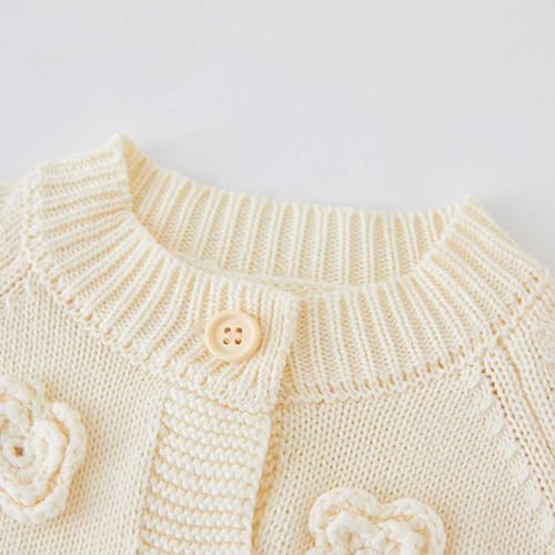 Toddler Girls 3D Flower Cardigan Sweater Button Closed Solid Color Sweater Long Sleeve Casual Cardigan for Girls2