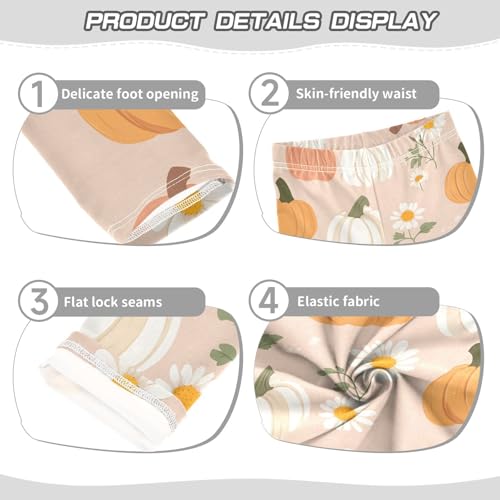 Autumn Pumpkins Daisy Girls Leggings Soft Stretch Workout Yoga Dance Pants for Kids Casual Tights3