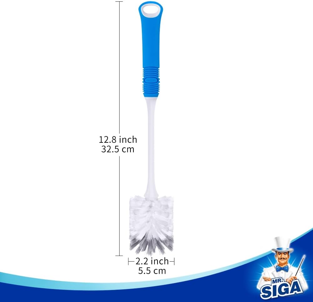 MR.SIGA Szczotka do butelek z długą rączką nie rysująca Szczotki do czyszczenia butelek i szklanek z antypoślizgową rączką głowica o szerokości 5 5 cm