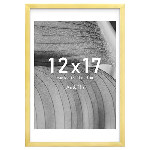An&He 12x17 Picture Frame Gold Photo Frame for Tabletop and Wall Display Minimalist Design Set of 1