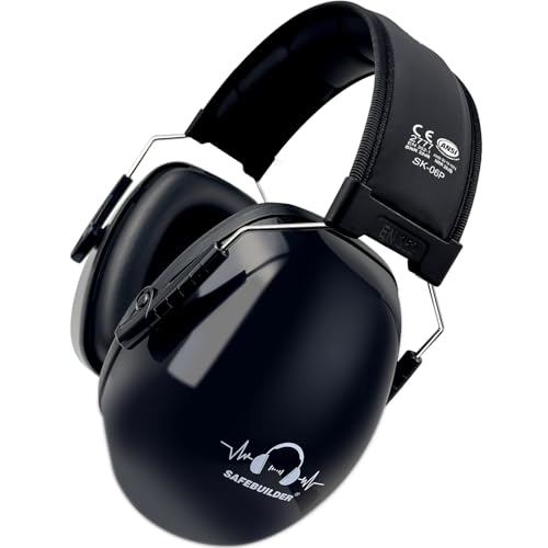 SAFEBUILDER 耳保護 ノイズキャンセリング イヤーマフ SNR 32dB ノイズリダクションヘッドホン 調節可能な聴覚保護 防音性 作業用草刈り用 (ブラック)