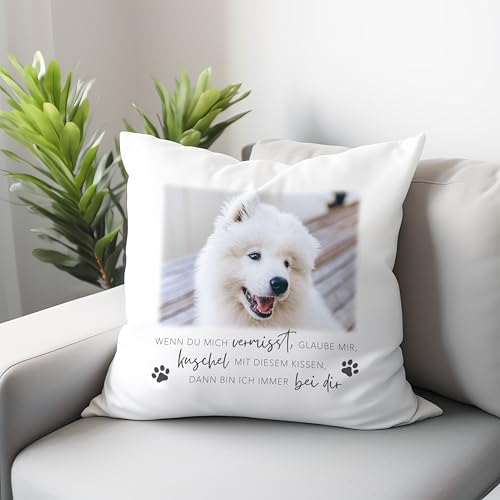 DEL MÀ Unique & Personal Andenken an verstorbenen Hund personalisiert Kissen mit Foto zur Erinnerung & Trauer Dekokissen mit Spruch Hundebesitzer Hundehalter Geschenk 40x40 cm inkl. Füllung