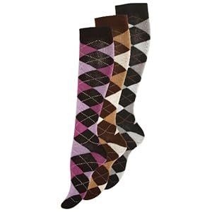 VCA 3 paar of 6 paar dames katoenen kniekousen met ruiten, ruiterkniekous