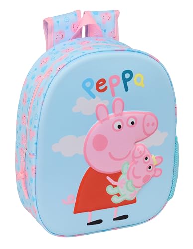 PEPPA PIG - Mochila Escolar, con Diseño 3D, Ideal para Niños de Diferentes Edades, Cómoda y Versátil, Calidad y Resistencia, 27x10x33 cm