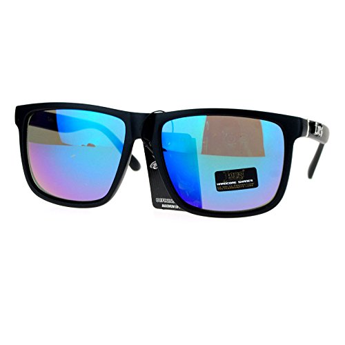 Locs Mirror Lens Gangster Oversized Rectangular Wayfarer Sunglasses Teal Revo2