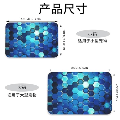 Tapis d'alimentation chien bleu 30x45cm hexagonal en caoutchouc - 5