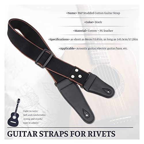Skyzone Sangle guitare, sangle de guitare acoustique en coton doux avec cuir artificiel Sangle de guitare noire pour… - Les Beatles, Paul McCartney, John Lennon, RIngo Starr, George Harrison Skyzone Sangle guitare, sangle de guitare acoustique en coton doux avec cuir artificiel Sangle de guitare noire pour… – Image 3