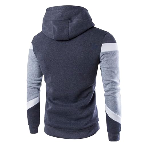 Sweatshirts for Men Trendy Color Block Hoodies Fleece Long Sleeve Hooded Pullover Casual Patchwork Tops with Pocket2