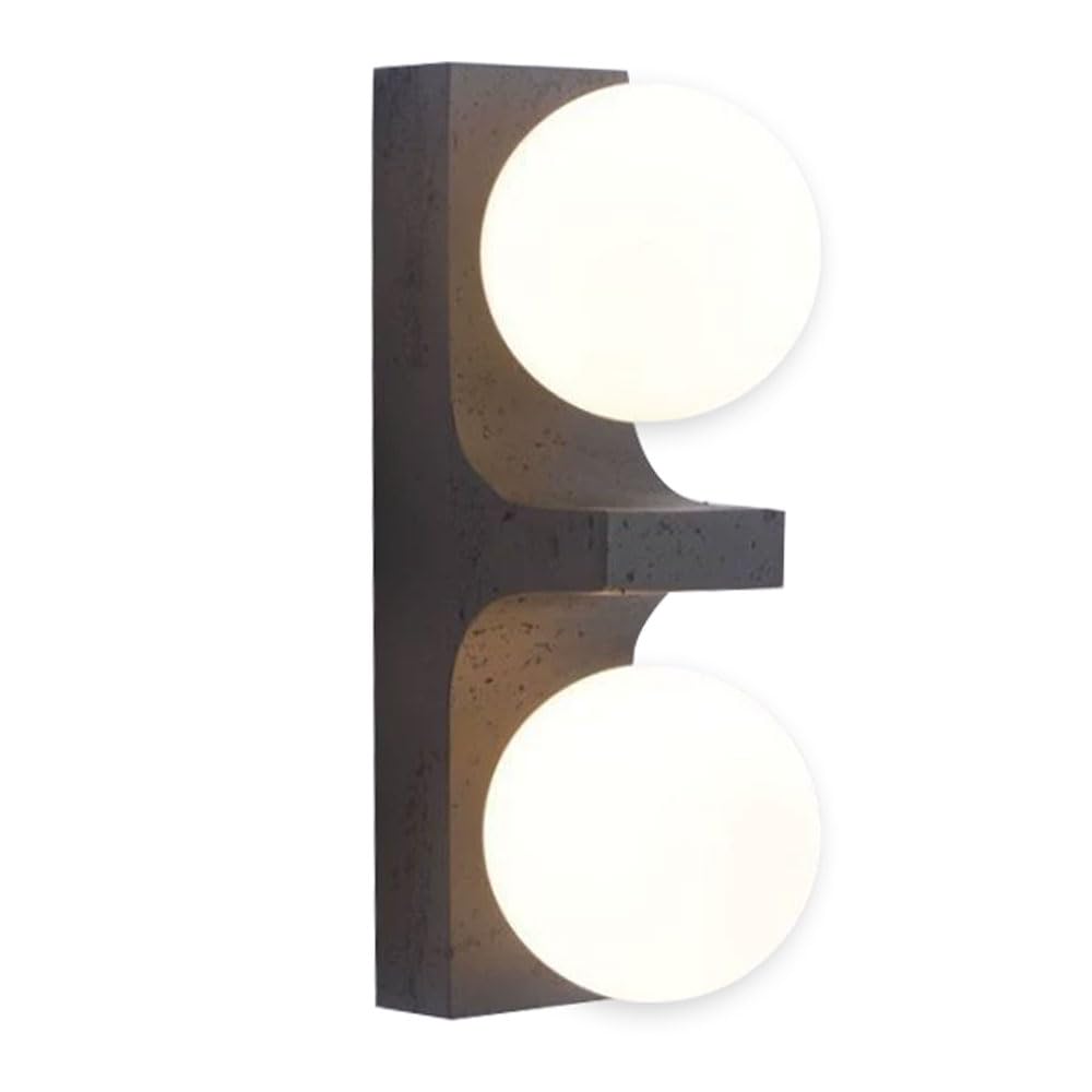 HXYSXHJUO Natural Black Travertine Wall Lamp with Globe Glass Lampshade, Modern Industrial Style 2-Light Light, Interior Stone Sconce, Hallway Dressing Table Bedroom Decorative Light Fixtures