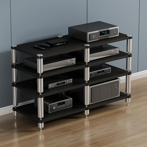 YVZYLXH Router Schrank HiFi Rack Stereo-Komponenten-Rack/Schrank,CD-Player-Ständer Eck-TV-Ständer für Zuhause Aufbewahrungsregal,für Wohnzimmer, Gaming, Aufnahmeraum(Nero,120x48x84cm)
