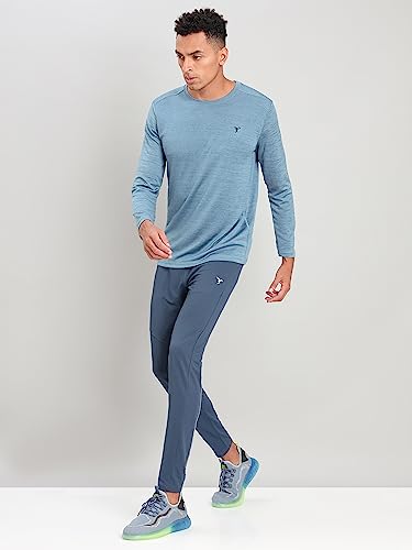 Image of TECHNOSPORT Men's Polyester Solid Slim Fit T-Shirt