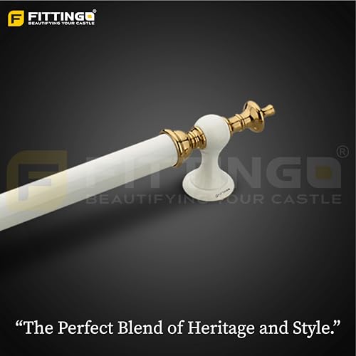 Image of Vintage Royal Main Door Handle | 8 Inch Premium Pull Push Handle for Home, Office, Hotels & Villas | Stainless Steel White Gold Finish |Hole to Hole 200mm | 3 Years Warranty