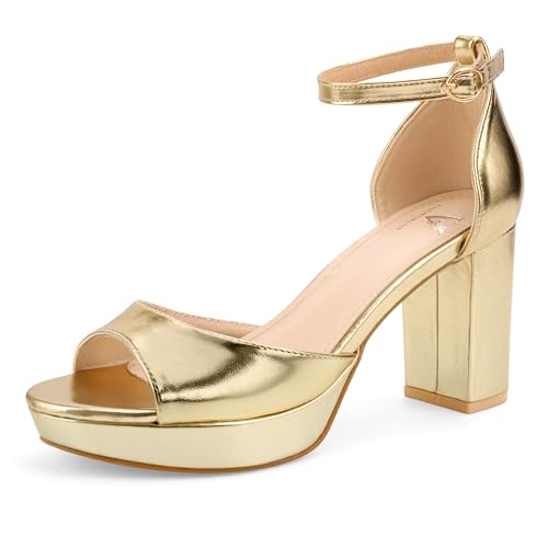 High Heels Chunky Platform Heels for Women Ankle Strap Comfy Open Toe Block Heeled Sandals Party Prom Wedding Dress Pumps