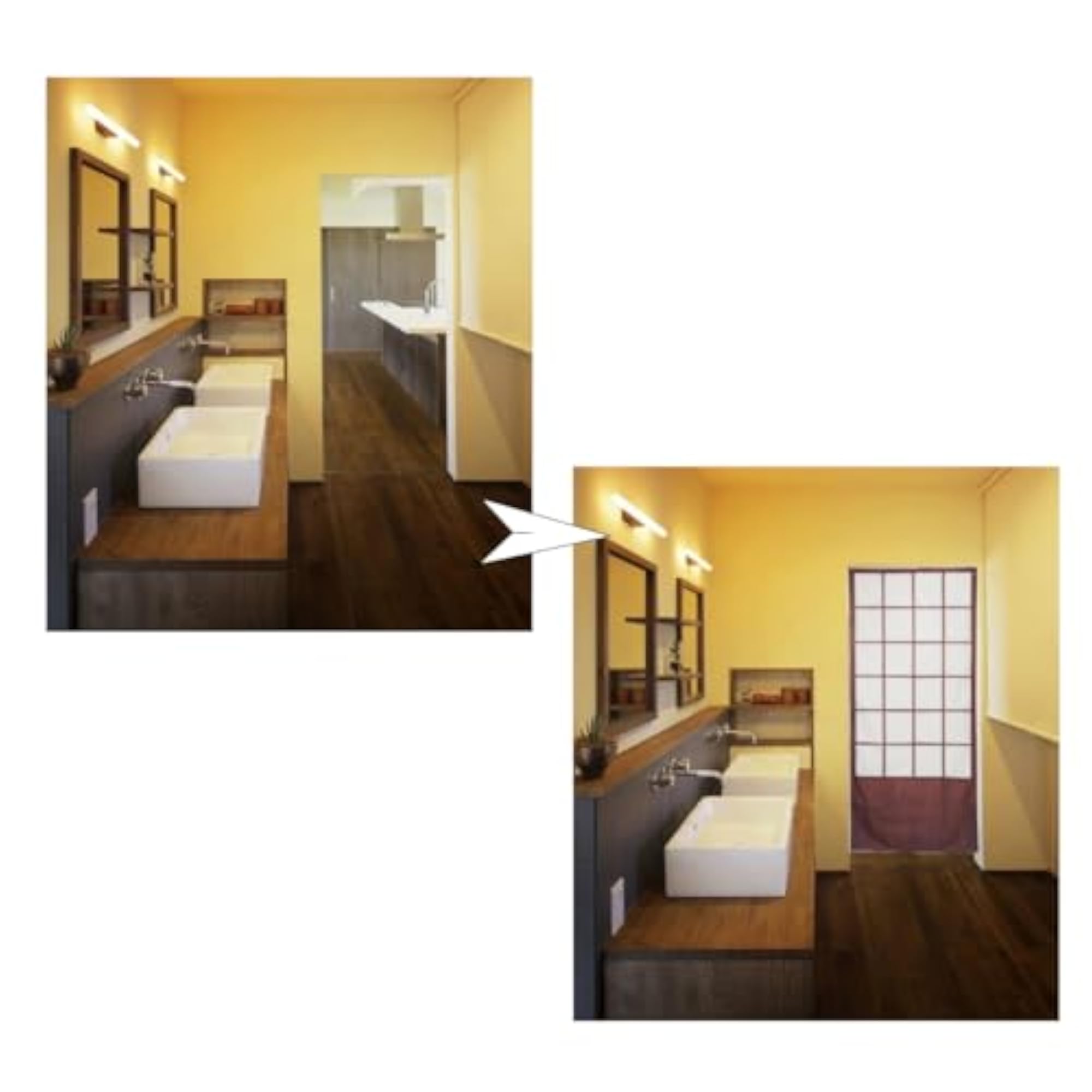 Japanese Doorway Curtain, Long Shoji Design
