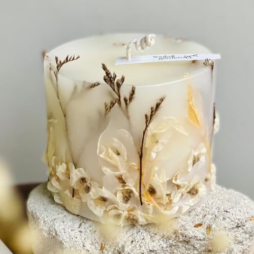 Handmade Orange Blossom & Lavender Aromatherapy Candle with 100% Pure Essential Oils – Beeswax & Soy Wax Scented Pillar Candle, Long-Lasting Relaxation for Home, Yoga and Gifts (Freedom)