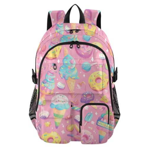 Mochila de viaje grande y ergonómica con estampado de donas para ordenador