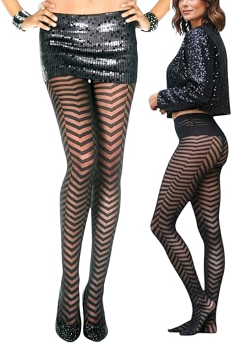 Image of ToBeInStyle Women's Vintage Art Deco Chevron Ornate Design Tights Pantyhose