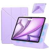 SANDUODD iPad Air 11インチ ケース M2/M3/M4 (2024/2025/2026、第6/7/8世代)/iPad pro 11インチ ケース(2018)専用 横置＆縦置 角度調整可能 三角形スタンド 強力マグネット吸着 Pencil対応 極薄 軽量 オートスリープ/ウェイク対応 (ライトパープル)