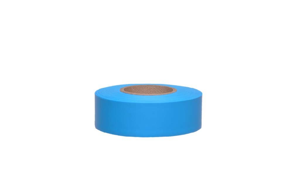 NMC FT21 Fluorescent Flagging Tape - 1.1875 in. x 150 ft., Blue, Blank Non-Adhesive Vinyl Marker Tape, 3 mm Thickness