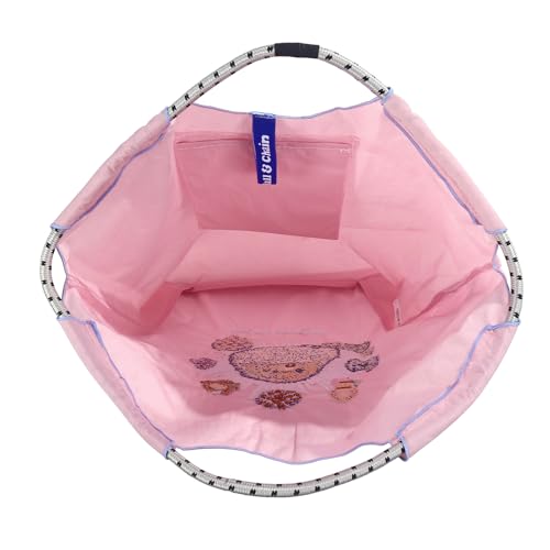 Image of Ball&Chain Stylish Embroidered Nylon Tote Bag for Women - Perfect for Shopping,Travel, Beach, and Ideal Birthday Gift! (Pink, Large)