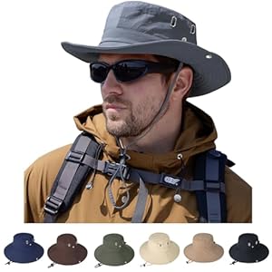 Rosoz Sun Hats for Men Women Wide Brim Boonie Hat UPF 50+ Bucket Hats Hiking Fishing Outdoor Summer Safari UV Protection Hat