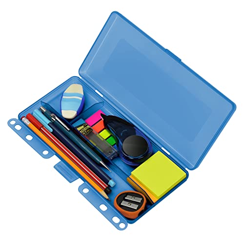 Acrimet Estojo Universitário Teen Box para Fichário, Plástico com Furação Universal, Cor Azul Clear