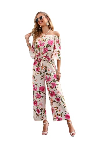 Love Welove Fashion Summer Jumpsuits for Women 2025 Floral Off Sh...