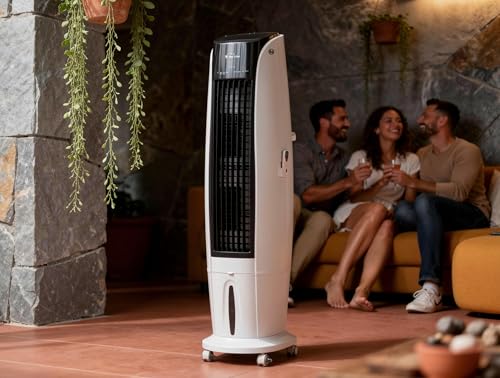 PUR LINE | Climatizador Evaporativo Gran Caudal Panel LED, 6 Velocidades, Ionizador, Rejilla Motorizada y Depósito 40L – Alto Rendimiento Estancias Amplias Bajo Consumo