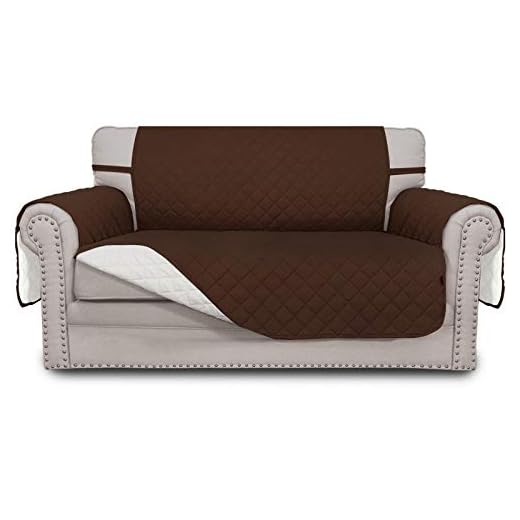 Easy-Going Sofa Slipcover Reversible Sofa Cover Water Resistant Couch Cover Furniture Protector Cover with Elastic Straps for Pets Kids Children Dog Cat(Loveseat, Coffee/Ivory)