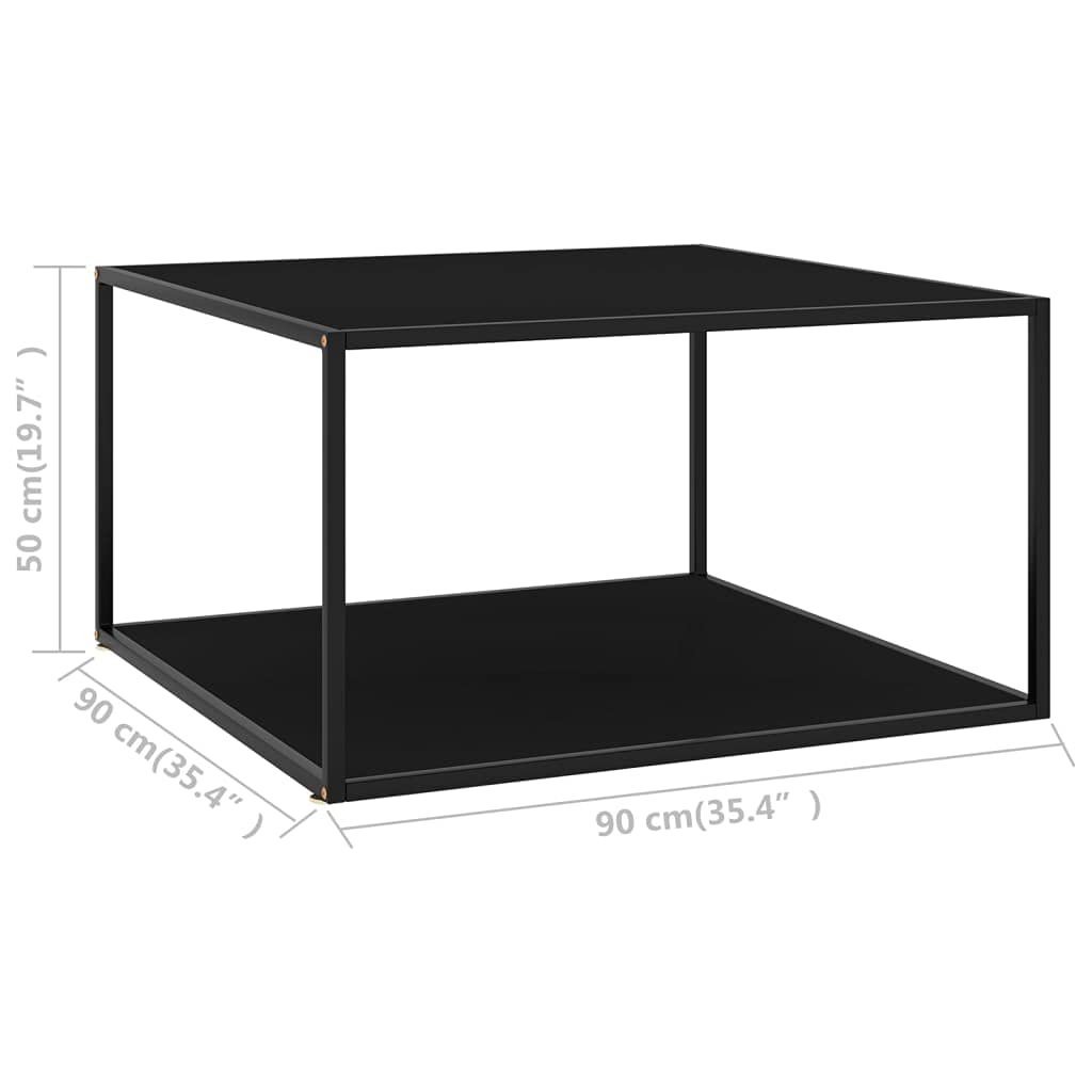 vidaXL - Couchtisch Schwarz mit Schwarzem Glas 90x90x50 cm