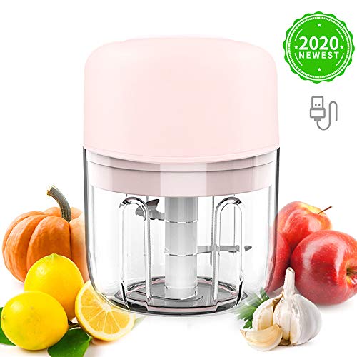 AYUQI Mini Picadora Eléctrica,Picadora de Vegetales con Procesador de Alimentos 22W / 250ML, Molinillo de 3 Cuchillas Afiladas,1 Cepillo, Licuadora para Alimentos para Bebés, Carne, Frutas y Nueces