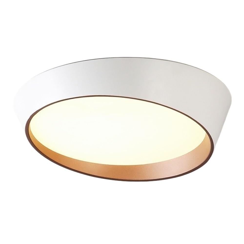 LUOYAOB Nordic Minimalist White Coffee Color Round Ceiling Lights Iron Acrylic Shade Flush Mount Ceiling Lamp Tri Color Dimmable Ceiling Light Fixture for Bedroom Living Room