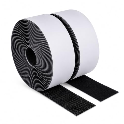 LLPT Hook and Loop Tape 2 Inch x 23 Feet Each Roll, Black