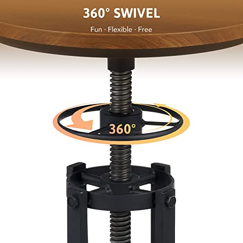 Vonluce Industrial Chair Stool Backless 2Pc Set, Counter Height Bar Stool Adjustable Swivel Chair Bar Stools For Dining Room Kitchen Counter Chairs Home Coffee Bar Seating, Chestnut Finish #TOP4