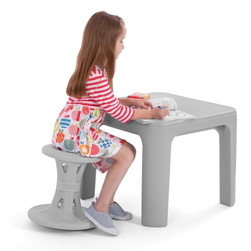 Image of Simplay3 Play Around Wiggle /Wobble Kids Flexible Active Sitting Chair /Stools (2-Pack) to Improve Focus, Posture, Strengthen Core - Ages (5-8) 14 inch Cloud Gray - Made in The USA