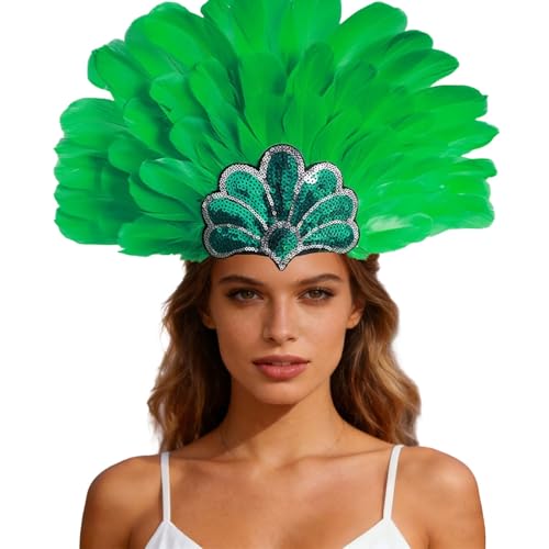 Generisch Costume de carnaval pour femme Samba - Plumes - Costume de carnaval - Fête à thème - Bijou de tête avec plumes - Costume de perroquet - Bijou de tête à plumes - Brésil - Bijou de cheveux