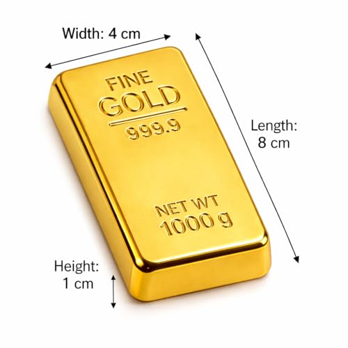 Image of Giftana Metal Gold Bar Paperweight for Office Table | Stylish Gifting Item for Women | Birthday & Anniversary Gift | Jewelry Shop Decor | Pirates & Money Heist-Themed Decoration 80 X 40 mm