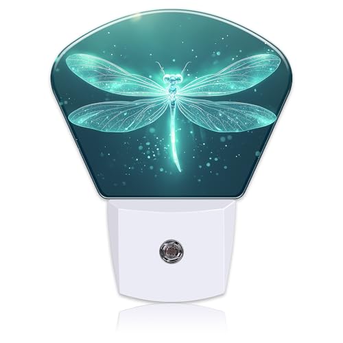 Image of Fantasy Glowing Dragonfly Plug in Night Lights, Magic Dragonfly Nightlight Plug Into Wall Dusk to Dawn Sensor for Kid Girls Boys Women Men Room, Hallway, Kitchen, Bathroom, Stairs Decor