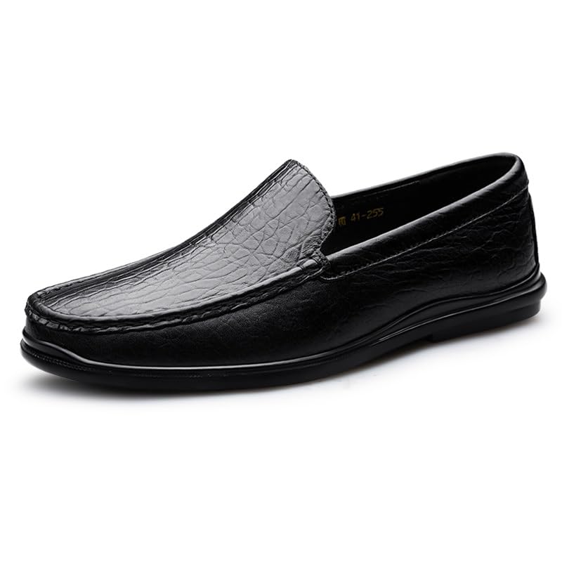 Men's Loafers Shoes Round Toe Genuine Leather Crocodile Print Loafer Shoes Lightweight Flat Heel Slip Resistant Casual Outdoor Slip-ons2