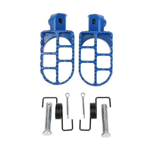 Pédales de moto antidérapantes bleues pour enduro et dirt bike