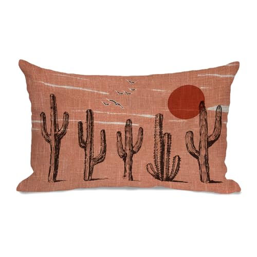 AOFANGGO Vintage Southwestern Landscape Pillow Cover 12x20 Sofa Cactus Pillowcase Western Equestrian Orange Rust Throw Pillowcase Outdoor Lumbar Home Decoration
