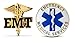 2-Piece Emergency Medical Technician & EMT Lapel or Hat Pin & Tie Tack Set with Clutch Back by Novel Merk