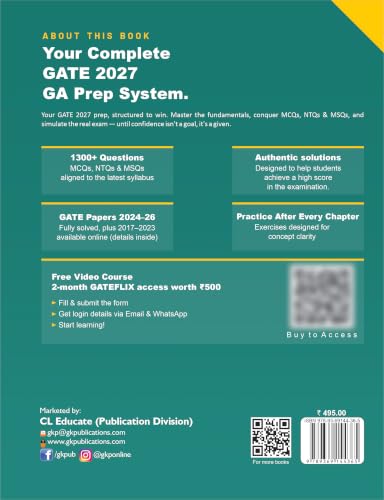 Image of GATE 2027 General Aptitude Guide | 1300+ MCQs & Practice Questions | Solved Papers 2024-26 | 3 Full-Length Mock Tests