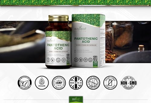 Vitamin B5 Pantothensäure Kapseln 500mg – 150 Stück von Ezyleaf