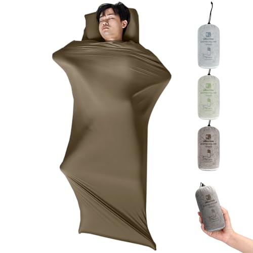 HIKEMAN Sleeping Bag Liner High Elasticity Travel Sheet with Side Zipper Lightweight Soft and...