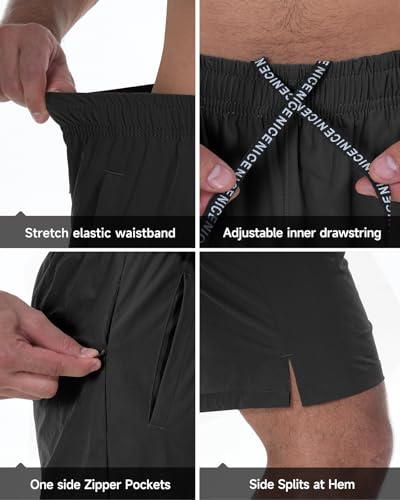 2 Pack Mens Athletic Workout Shorts 7 Inch Quick Dry Gym Shorts with Pockets, Sports Tennis Running Shorts for Men3