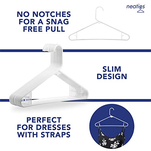 image for Neaties Clothes White Plastic Hangers with Bar Hooks, Heavy Duty Stand